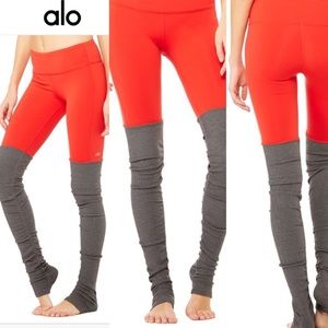 Alo yoga goddess legging red and gray